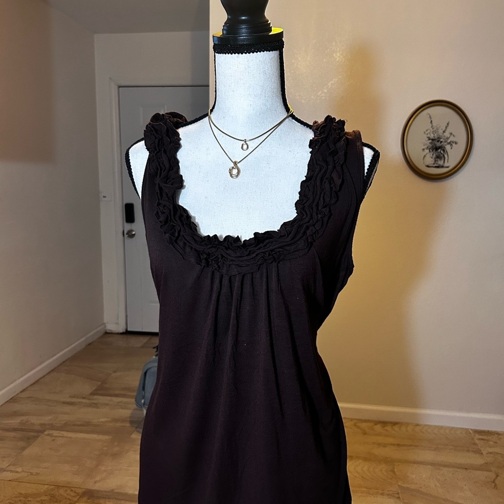 Attention Black Ruffled Tank Top